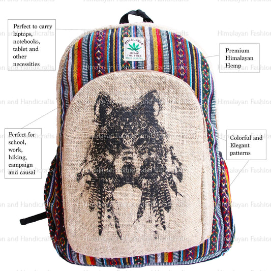 Large Wolf Hemp Backpack