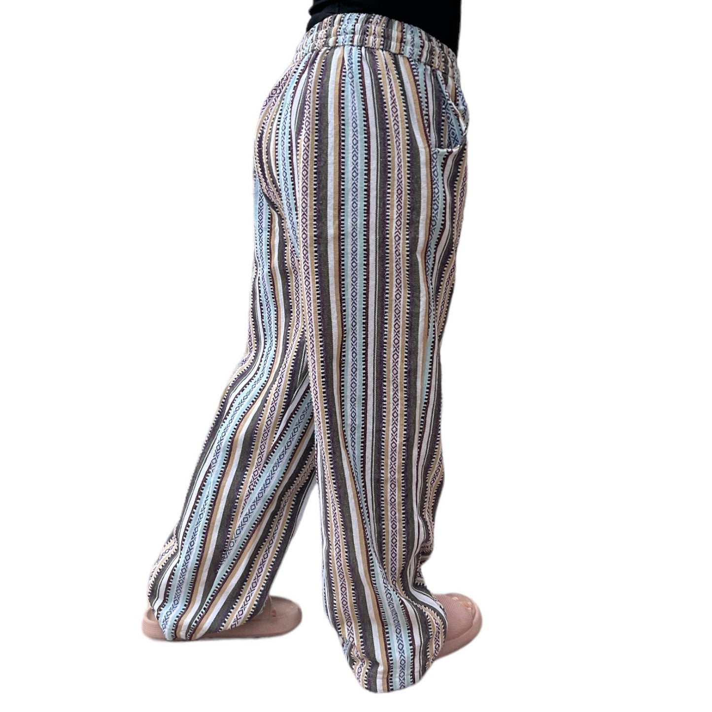 Handmade White Striped Harem Trousers